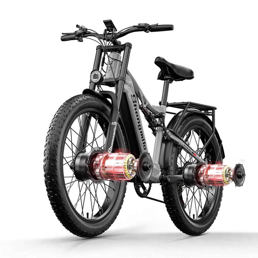 Powerful 2000W Electric Bike for Adults - Shengmilo S600 Full Suspension Off-Road Mountain Bike with 26" Fat Tyres