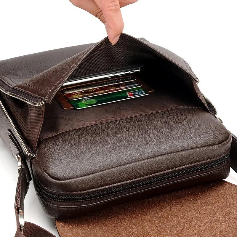 Messenger Shoulder Bag Men Leather Briefcase Casual Business Crossbody Handbag