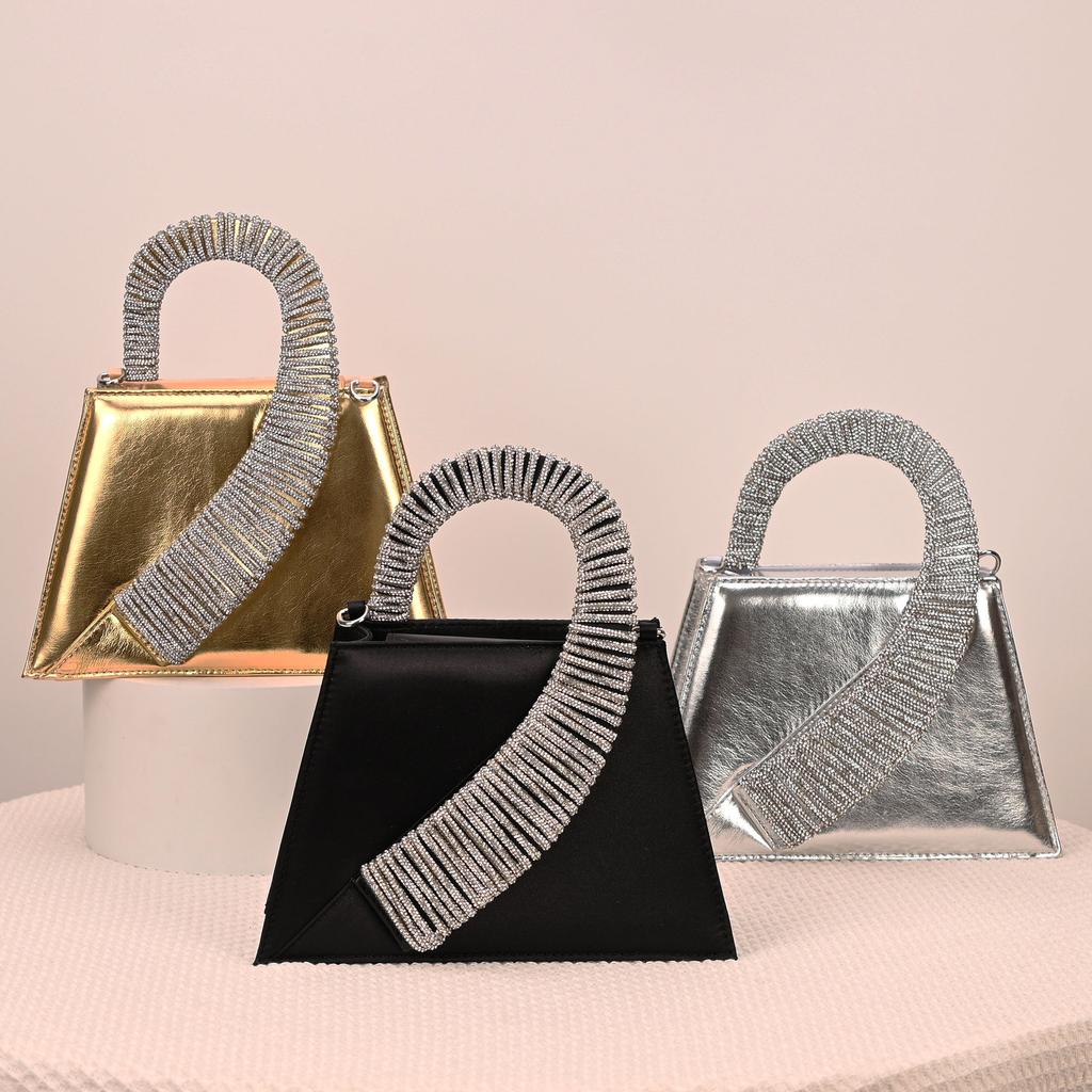 New women's bag bring diamond-encrusted French fairy bag super flash rhinestone trapezoidal bag shoulder messenger handbag