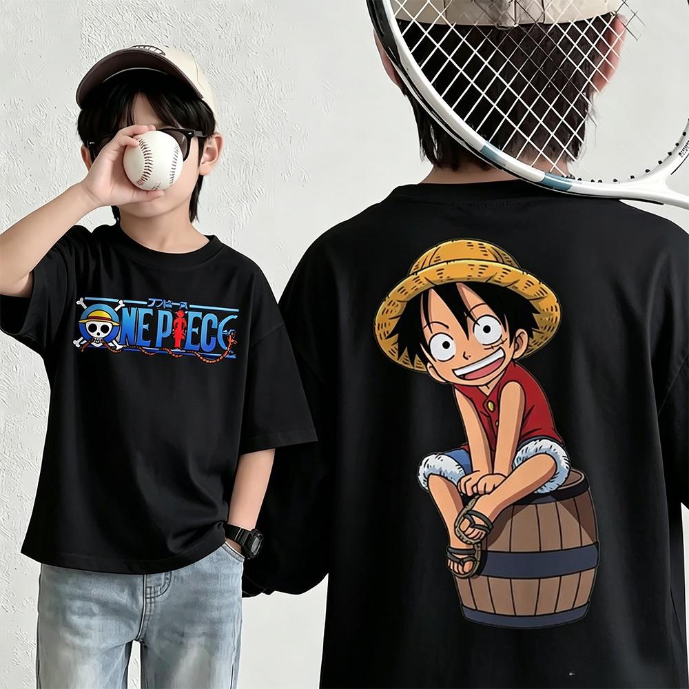 Summer New Arrival One Piece Pattern Tshirt unisex anime print casual shortsleeved fashionable streetwear top Y2K style
