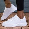 Женские однотонные минималистичные кроссовки, легкие, на мягкой подошве, со шнуровкой, для ходьбы, для катания на коньках, низкие белые туфли