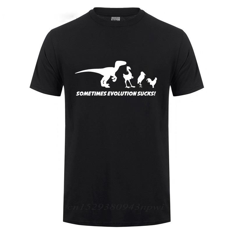 Sometimes Evolution Sucks T-Shirt Funny Darwin Retro Dinosaur Birds Comic Short Sleeve O Neck Cotton T Shirt Summer Tops