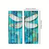 2pcs Teal Tie-Dye Curtains with Dragonfly Design – Elegant Grey to White Ombre Window Drapes   Semi-Transparent Polyester Fabric