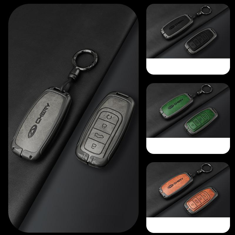 Alloy Leather Car Key Case Cover for Chery Tiggo 8 Pro Omoda 5 Tiggo 8plus New 5 Plus 7pro Jaecoo J7 J8 7 Phev 2025 2024 2023 J111