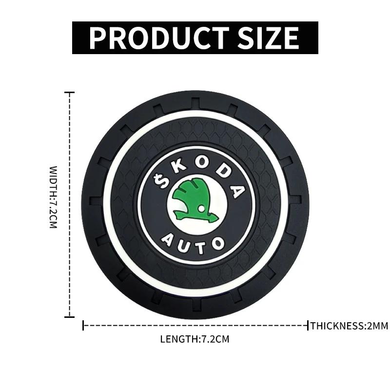 2Pcs Car Coasters Anti-slip Water Cup Mat Accessories For skoda 3 2 VRS Vision Kodiaq Favorit Rapid Octavia A5