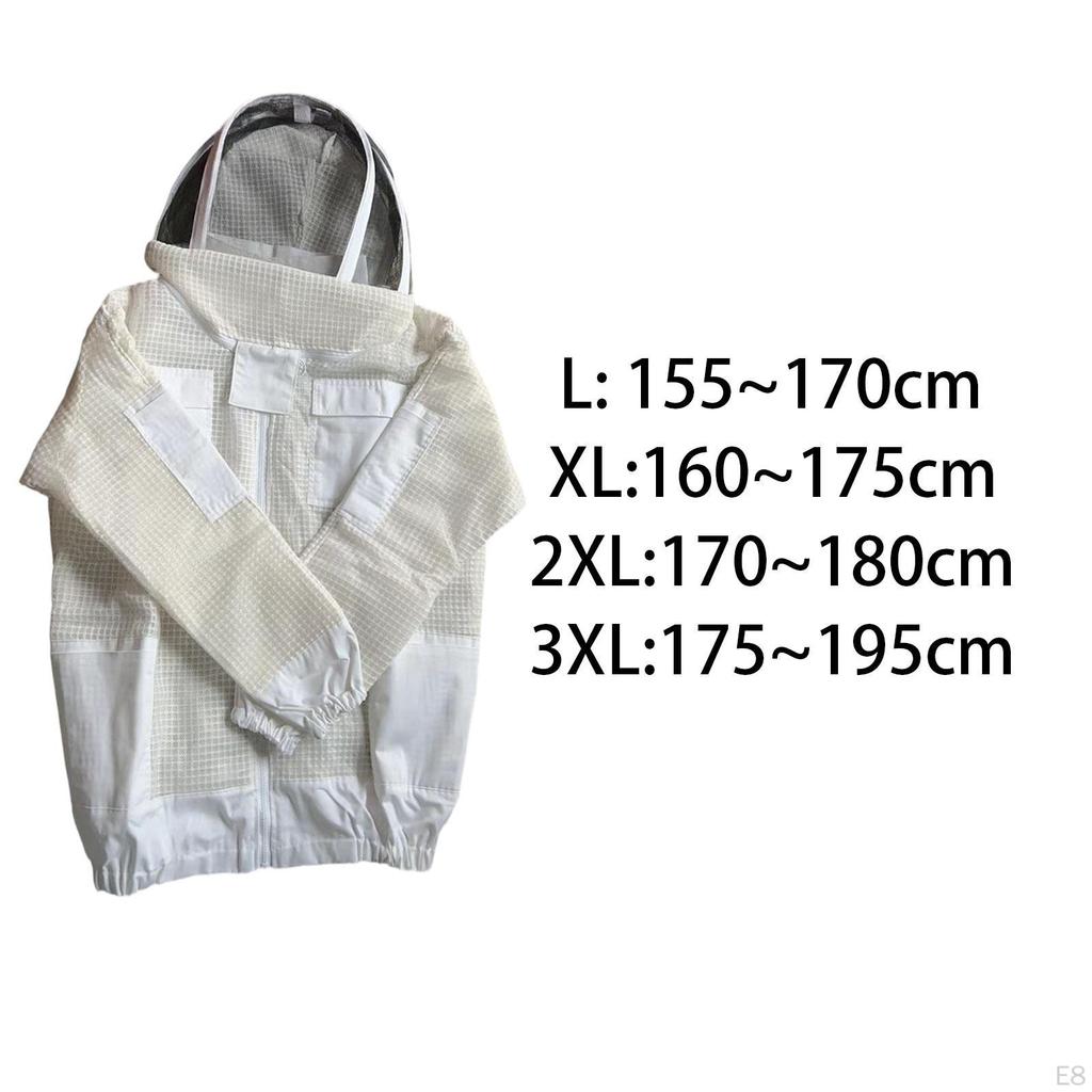 Bee Keeper Suit Adult Outfit with Hood Ventilated Professional Protective Essential Farm Smock