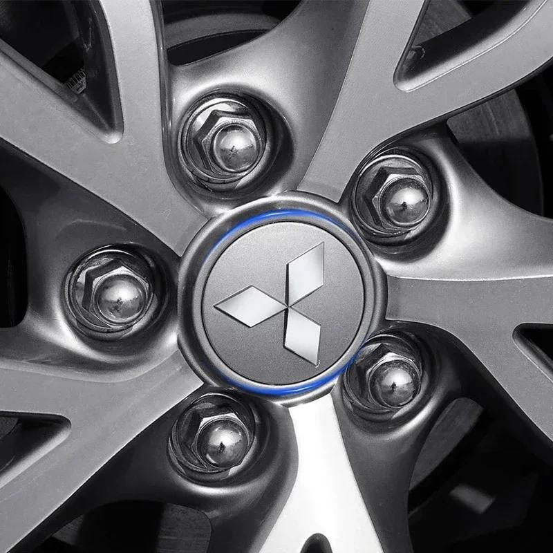 4Pcs Car Wheel Hub Center Caps Rim Badge Emblem Cover Accessories For Mitsubishi Lancer Pajero L200 Delica Eclipse Accessories