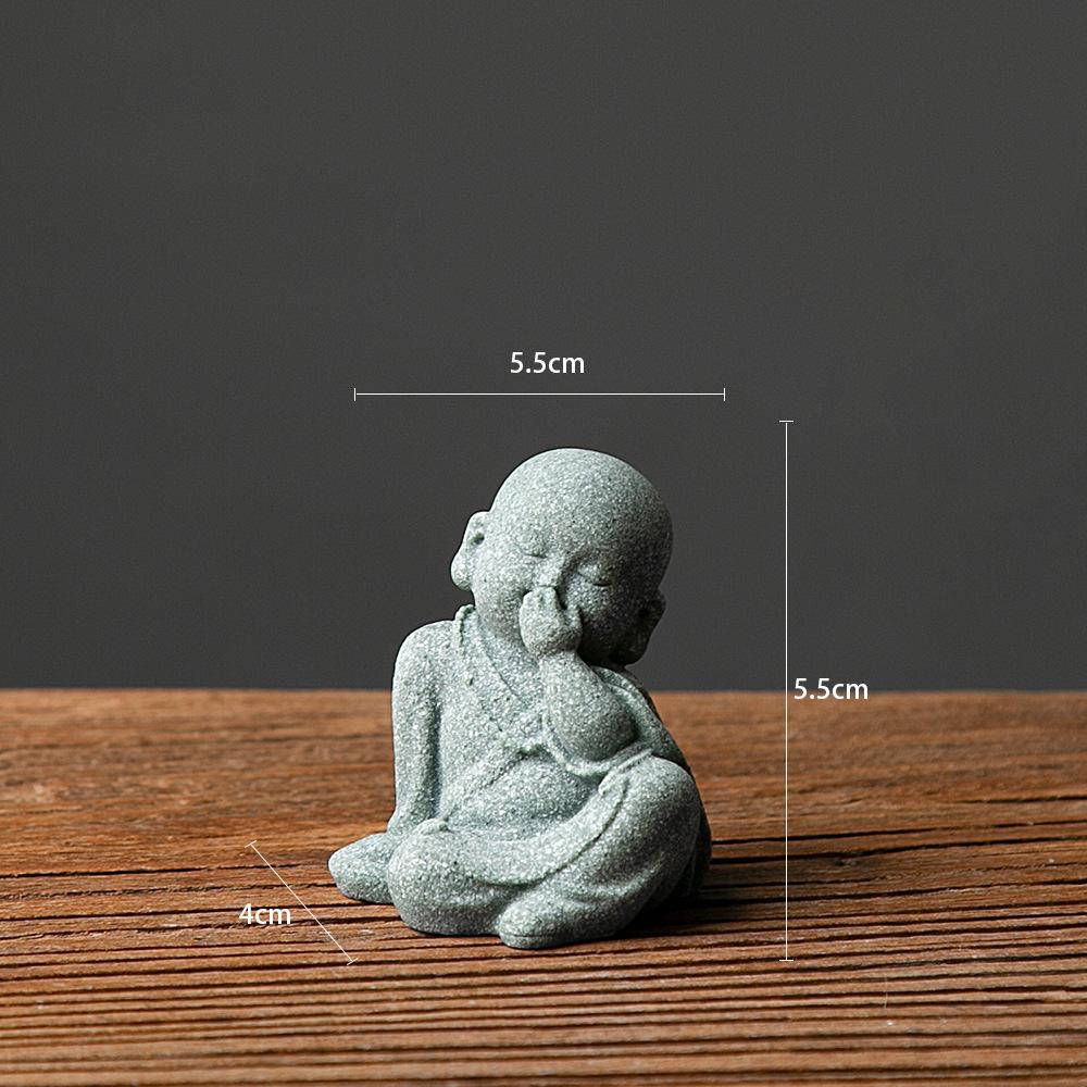 Миниатюрная статуэтка буддийского монаха, каменная статуя Будды, китайские украшения для сада в стиле фэншуй и дзен, украшения для медитации и домашнего аквариума