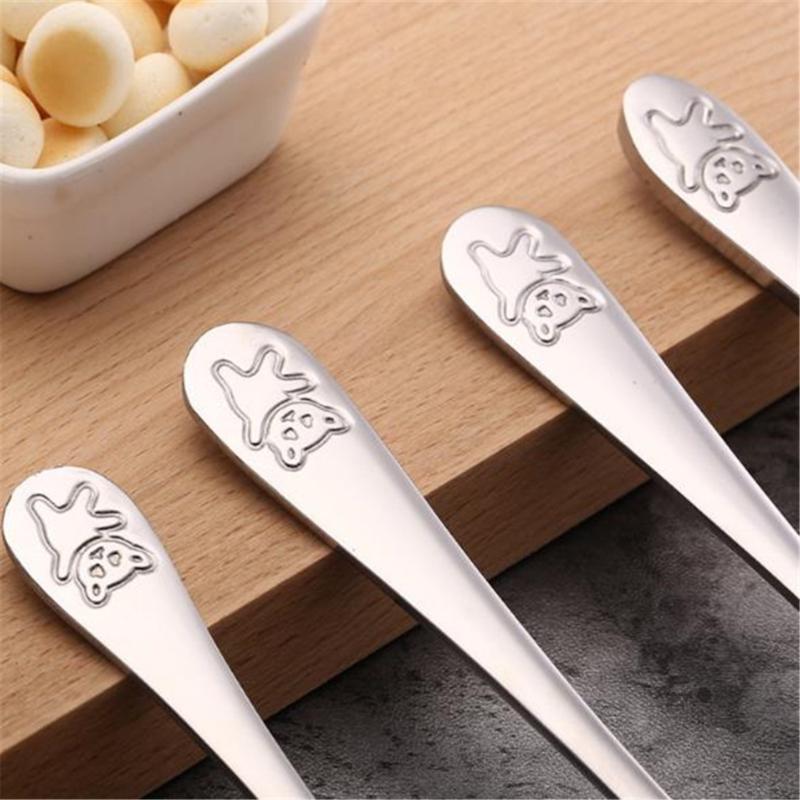Stainless Steel Cartoon Bear Fork and Spoon Children Portable Tableware Table Knife Fork and Spoon Tea Spoon Gift Set