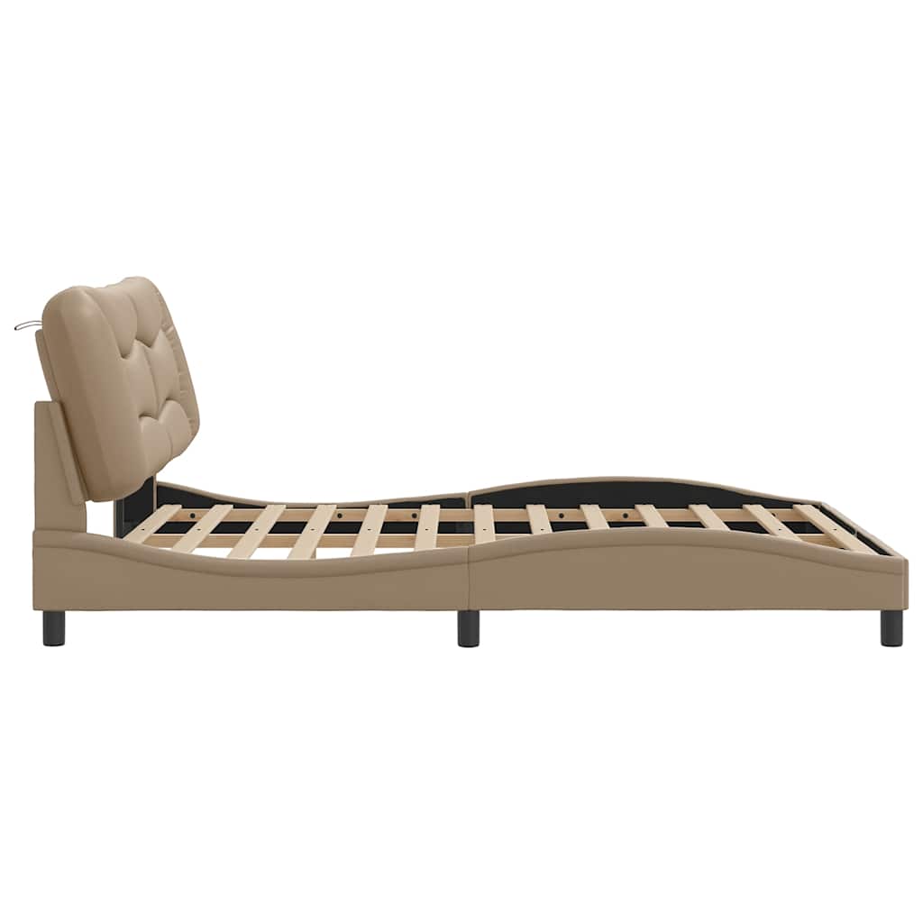 Bed Frame without Mattress Hvar Cappuccino Brown 160x200 cm Faux Leather