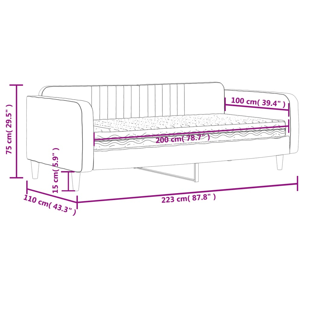 Daybed with Mattress Pink 100x200 cm Velvet