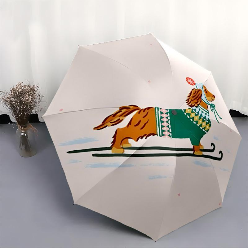 1pc Skiing Dog Automatic Open/Close Umbrella - Compact Travel Umbrella with 8-Rib Durable Frame, Lightweight & Portable Design z79