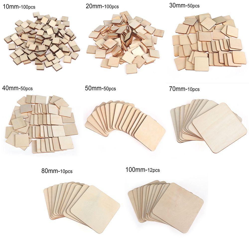 Wedding Decor Scrapbooking DIY Writing Ornament Wooden Tags Blank Plaque Square Wood Pieces