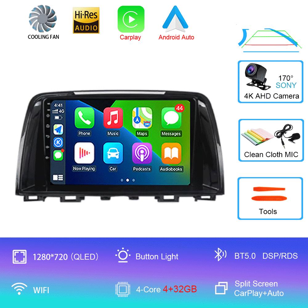 Автомагнитола Для Mazda 6 GJ Atenza 2012 2013 2014 2015 2016 2017 Android 14 Carplay Auto Автомобильный мультимедийный видеоплеер GPS Навигация