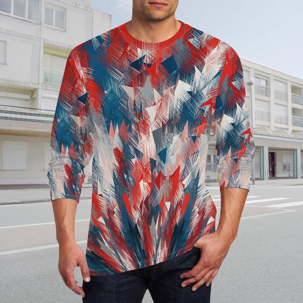 Муж. Футболка Круглый вырез Одежда Одежда На открытом воздухе Длинный рукав С принтом Модельер Винтаж