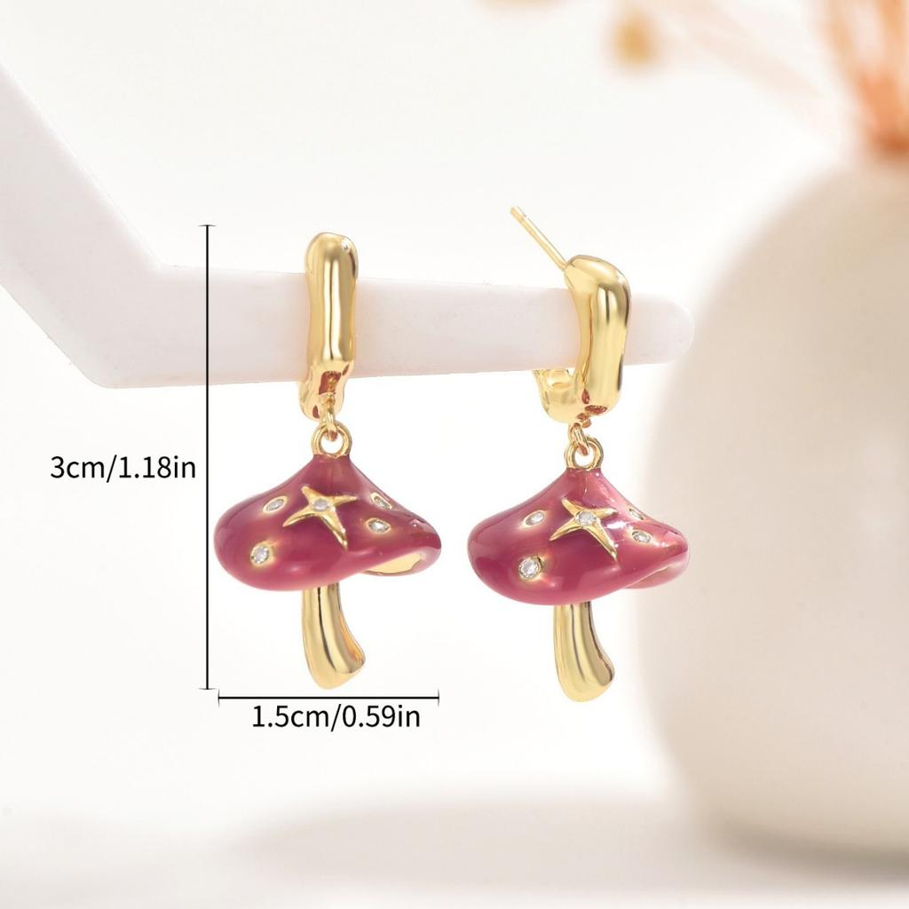 Серьги Wind Ladies Oil Drop Earrings Mushroom Set Diamond Hip Hop Design Earrings Оптовая продажа сережек