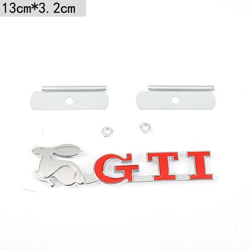 opq1 Car Front Grille Badge Metal GTI Logo Sticker For VW GTI Polo Golf 5 6 Passat B3 Scirocco Tiguan Jetta Touareg Beetle Touran CC