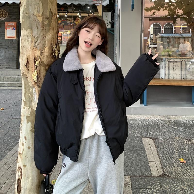 2026 Womens Korean Style Short Padded Winter Coat Loose Slim Fit Thick Cotton Jacket Small Size