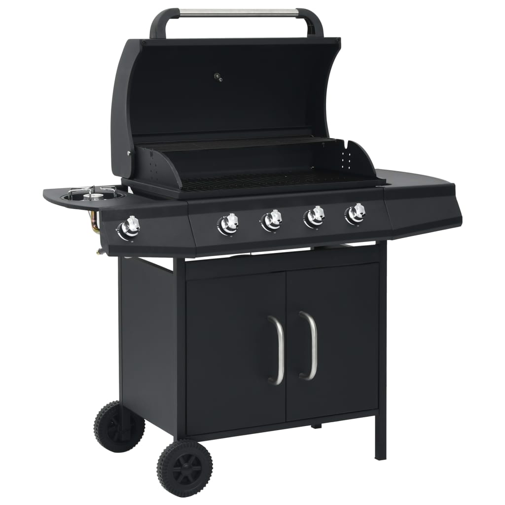 Gas Grill 4+1 Burners Black Steel