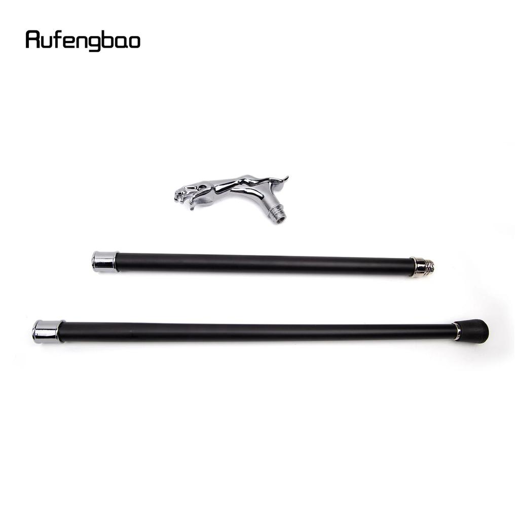 Silver Luxury Leopard with Tail Fashion Walking Stick for Party Decorative Walking Cane Elegant Crosier Knob Walking Stick 93cm