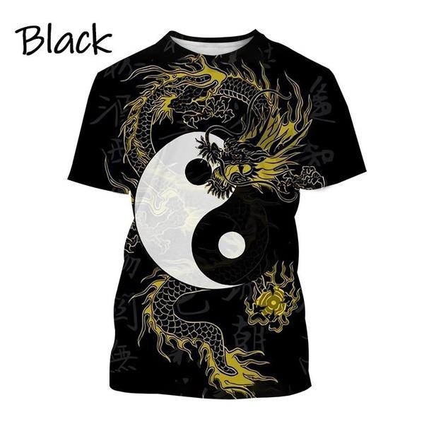 Мужские футболки Bagua Tai Chi Yin Yang Koi Dragon, уличная одежда унисекс, крутая модная повседневная футболка с коротким рукавом с 3D принтом, одежда
