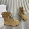 Женские балетки Короткие ботинки Мода Шнуровка Замша Повседневная обувь 2025 Зима Кроссовки Дизайнер Новые тренды Ботильоны Уютные Zapatillas
