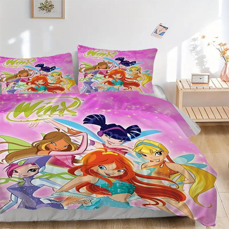 Набор из 3 предметов: пододеяльник и 2 наволочки Winx Club (Без вкладыша), Печать высокого разрешения, Набор для дома и общежития yy251208017
