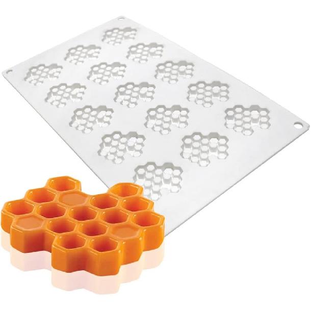15 Cavity Silicone Honeycomb Molds for Chocolate Honeycomb Bee Silicone Fondant Mold Beehive Silicone Baking Molds Bee Candy Silicone Mold for