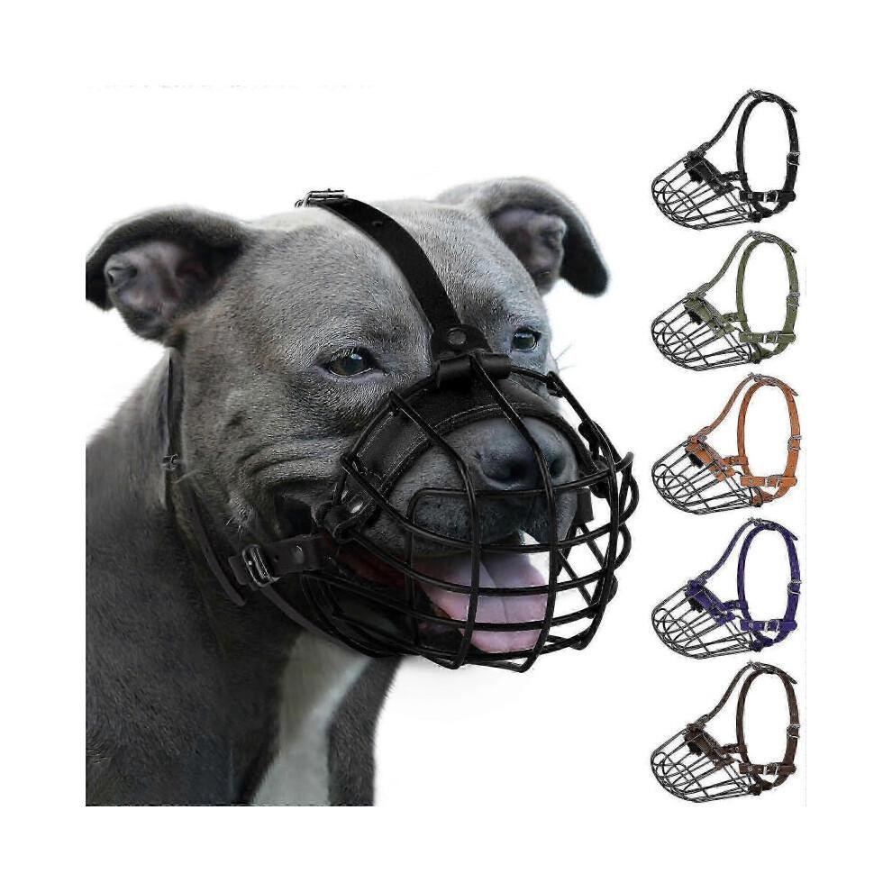 Breathable Metal Basket Muzzle for Pitbull Amstaff Staffordshire Terrier Large Dogs