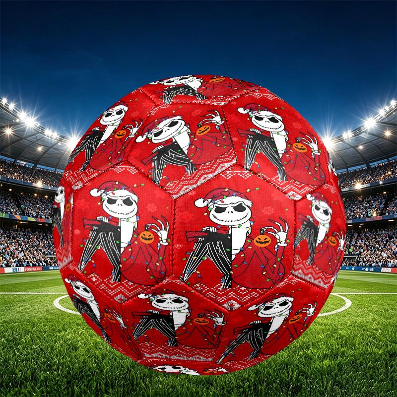 The Nightmare Before Christmas Print Size 5 Soccer Ball, PU Wear Resistant Football for Match Training and Daily Practice, Birthday Gift for Soccer Fa