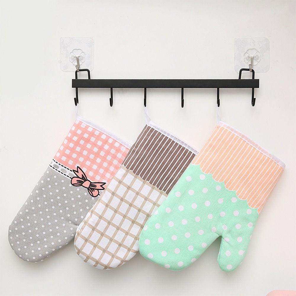 Kitchen Anti-Scalding Heat Resistant Cotton Oven Mitts Non-Slip Insulation Gloves