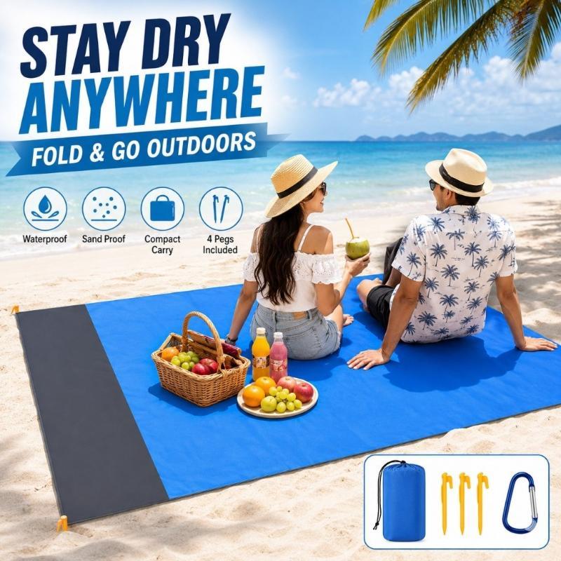 Waterproof Pocket Beach Mat Folding Beach Blanket Camping Mat Lightweight Lightweight Mat Outdoor Picnic Mat