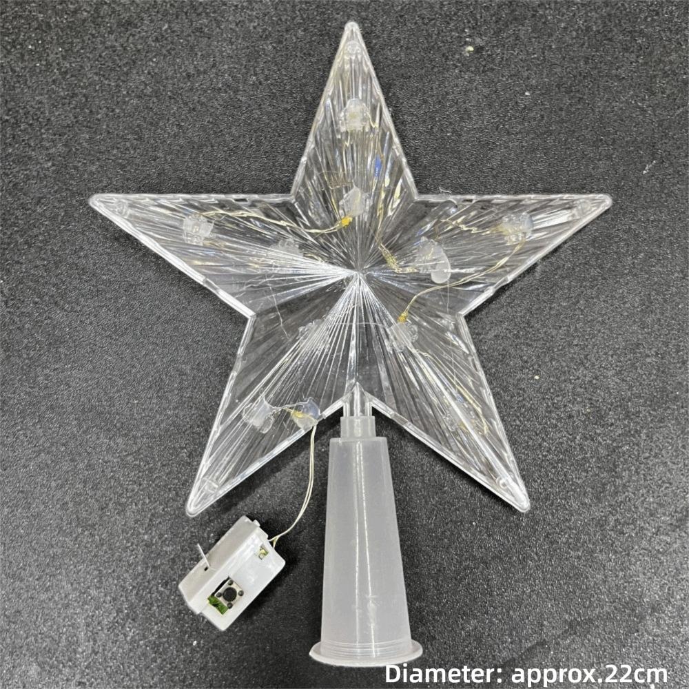 Lighted Star Christmas Tree Ornament Plastic Light Up Props Creative Christmas Tree Topper