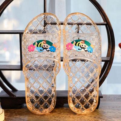 Летние прозрачные кристальные пластиковые женские нескользящие банные тапочки