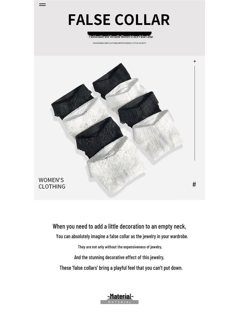 Women's Versatile White Lace Fake Shirt Collar for Spring and Autumn