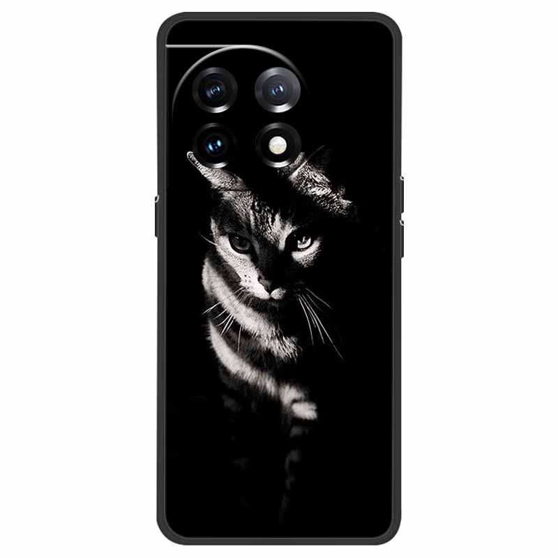 Чехол для OnePlus 11 5G One Plus 11R Цветок Мрамор Черный Бампер Мягкий ТПУ Силиконовый Чехол для OnePlus 11 / 11R 5G Чехлы для Телефонов Capas