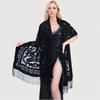 New National Style Elegant Velvet Cheongsam Shawl Versatile Long Tassel Scarf Warm Air Conditioning Shawl