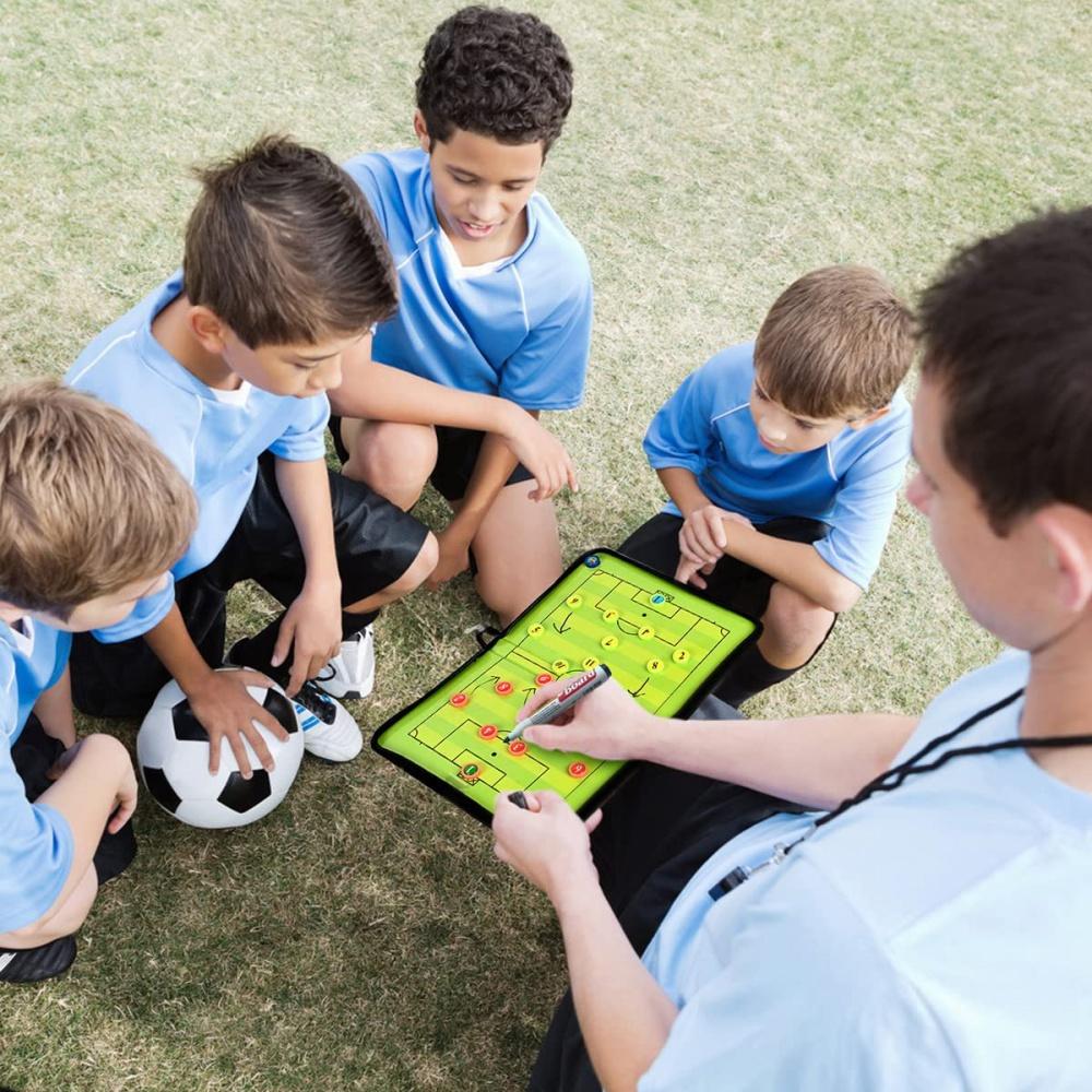 Magnetic Football Tactical Board, Foldable Trainer Folder, Timer, Large Capacity Pens, Referee Whistles,sponges,referee Equipment