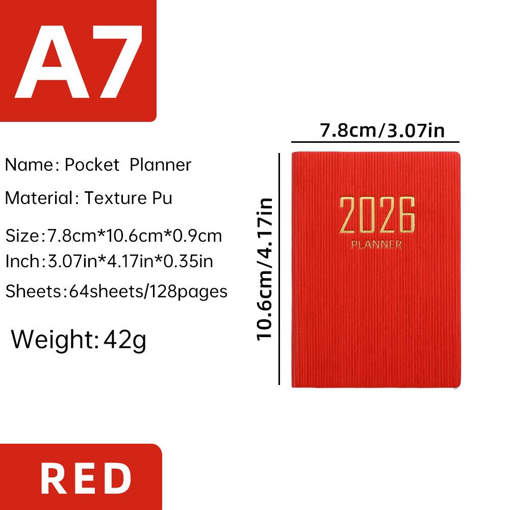 2026 English Planner Mini A7 Planner Notebook Mini Pocket Notebook English Portable Weekly Calendar For School Pocket Use Travel