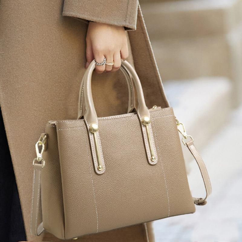 Middle-aged Mom Bag Women's Top Layer Cowhide Handbag Genuine Leather Women's Bag Crossbody Commuter Bag