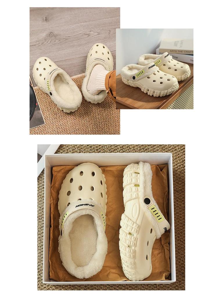 Мужские зимние тапочки с закрытым носком на флисовой подкладке: Плотный, теплый и удобный для использования на открытом воздухе