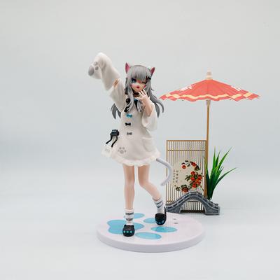 21 см Стенд для аниме-фигурок Фигурка Девушка-кошка Игрушки ПВХ Кавайная Девушка Фигурки Действия ПВХ Коллекция Настольное украшение Подарки