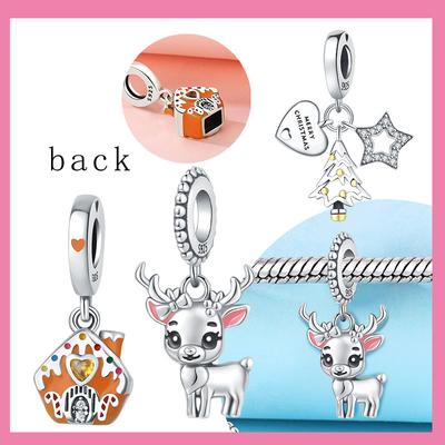 Медь Снежинка Рождественская Елка Олень Пряничный Домик Шармы Бусины Фирменный Браслет Изысканный Изготовление DIY Ювелирных Изделий Женский Подарок