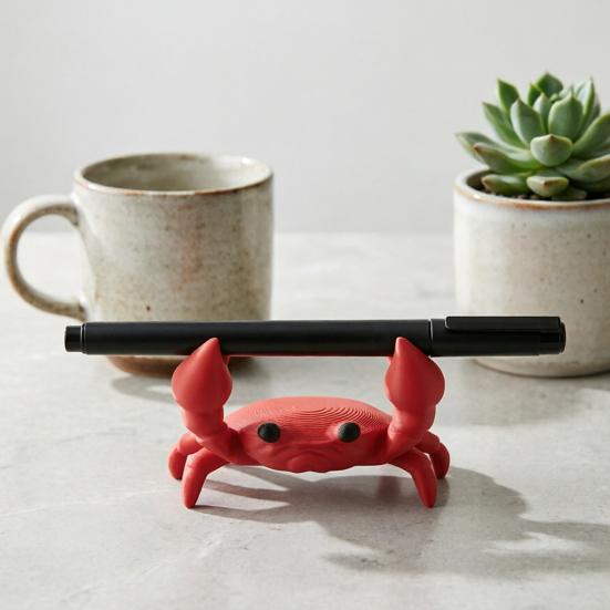 Nostalgie 3D Printed Crab Pen Holder, Cute Portable Cartoon Desk Organizer, Practical Home Decor Stationery Stand Figurine