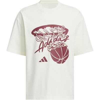 adidas Баскетбольная футболка с логотипом Ss25 Hot Shot, универсальная, простая, с коротким рукавом, унисекс, топы, цвет слоновой кости KD4294