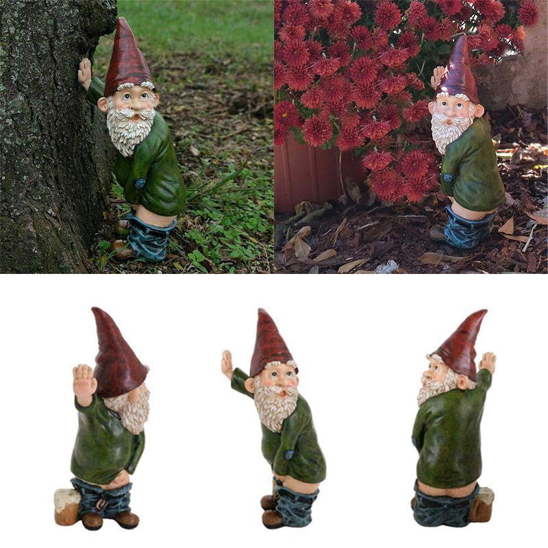 Креативная непослушная статуэтка гнома для сада, яркая полимерная статуэтка гнома для двора, уличная декоративная скульптура