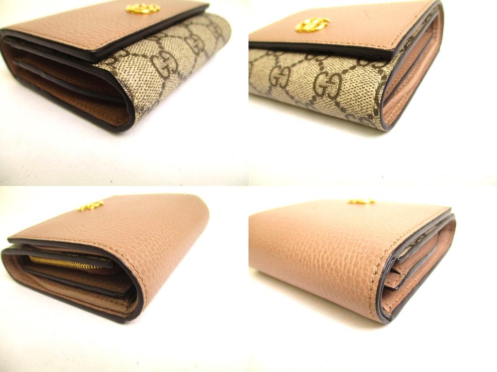 Authentic GUCCI Double G Dusty Pink Leather Bifold Wallet Compact Wallet #a188 Refurbished