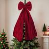 Christmas Bow Tree Topper Ornament Burgundy Velvet Wreath Bows Christmas Hanging Ribbon Gift Bows for Holiday Home Wall Outdoor Indoor Party