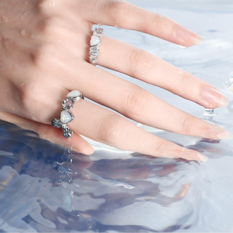 Irregular Opal Ring Trendy Elegant Simple Women Punk Lava Texture Handmade Rings Girls Party Jewelry Gifts Accessories