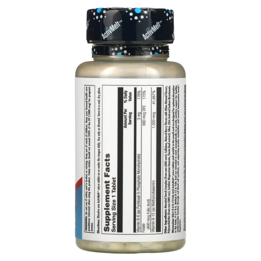 IHerb KAL Витамин B6, B12, Фолиевая кислота, Ягодные микротаблетки, 60 шт.
